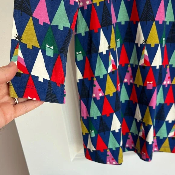 Hanna Andersson Girls Christmas Tree Dress Size 8 (130) Long Sleeve Pockets - Picture 2 of 8